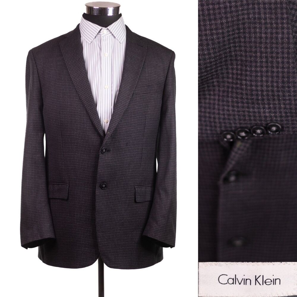 Calvin Klein Men's Blazer Sport Coat Two Button Wool Silk Sports Jacket 40R